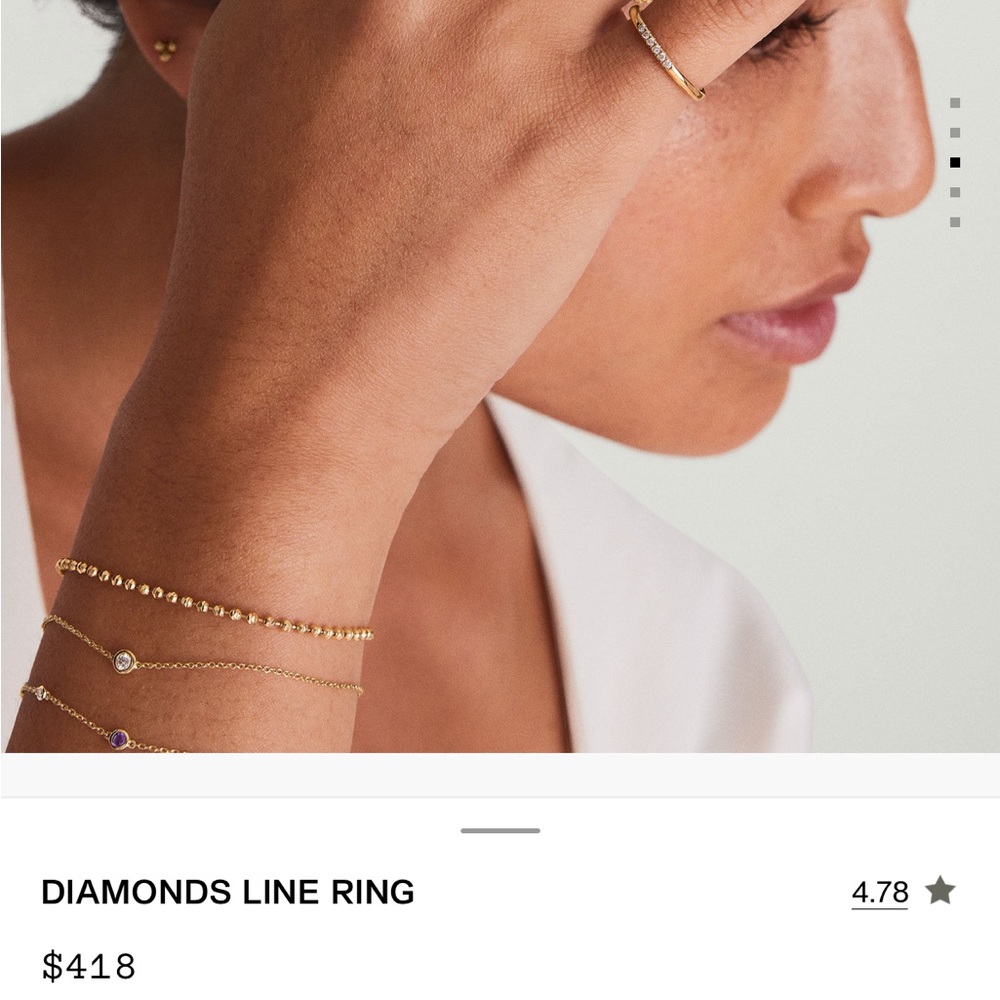 Diamonds Line Ring - 14K Yellow Gold size 6 - Picture 5 of 5